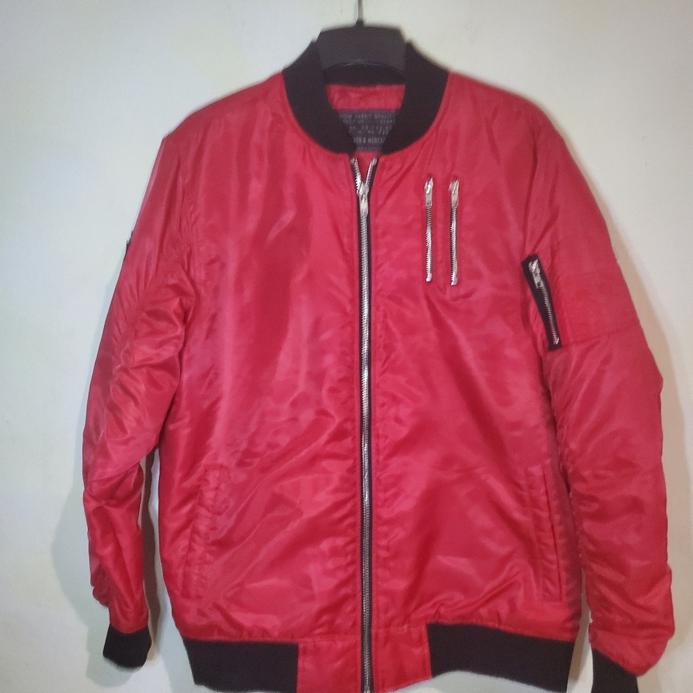 Bleeker and Mercer Red Bomber Jacket Size XL